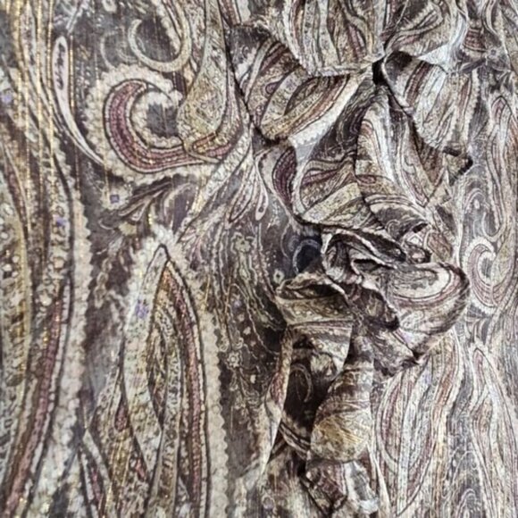 Cato Tunic Women's Size 14/16W Brown Paisley Metallic NWT Ruffles Flutter - Picture 8 of 14